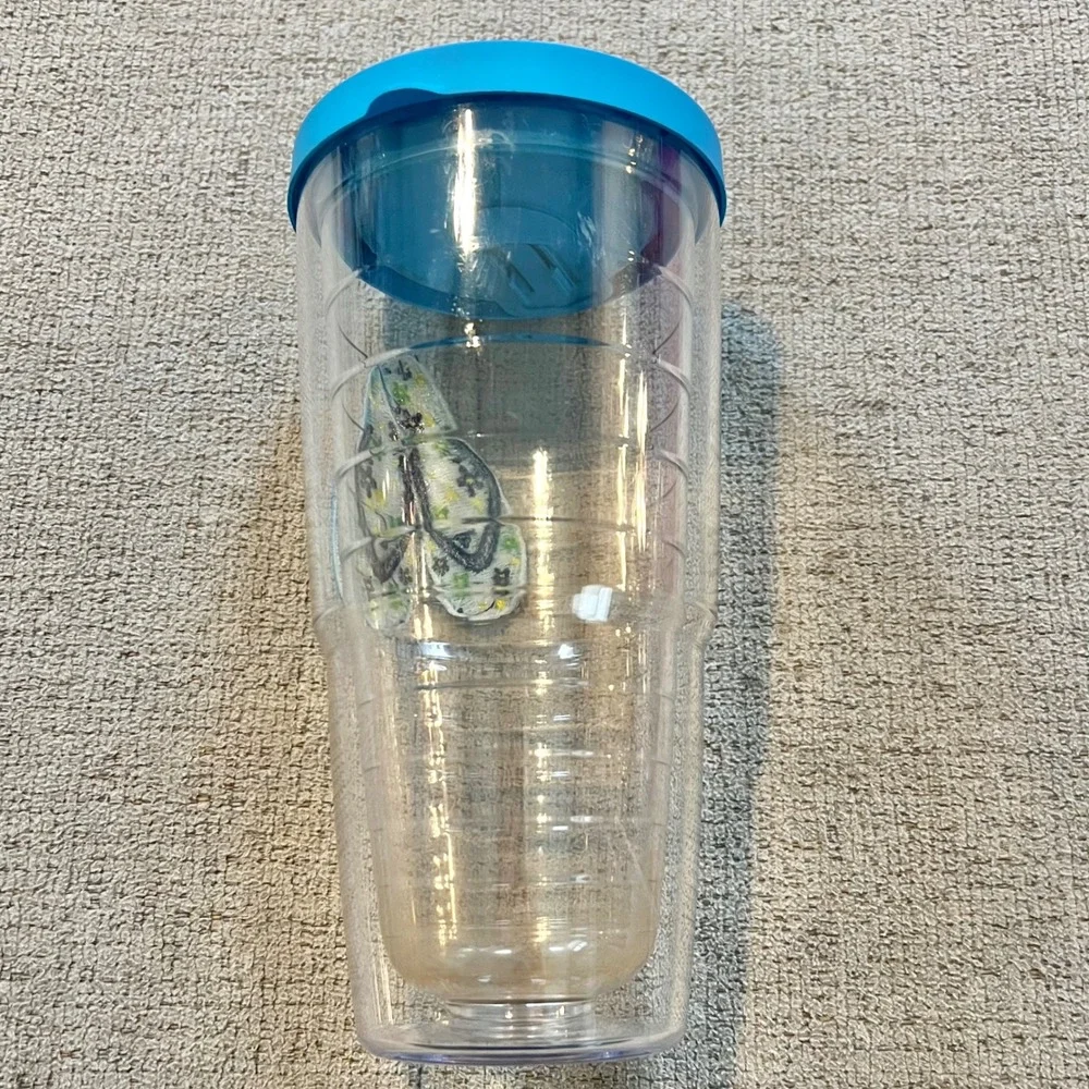 Tervis 24oz Tumbler with Lid Flip Flop Embroidered Patch Clear Blue Insulated